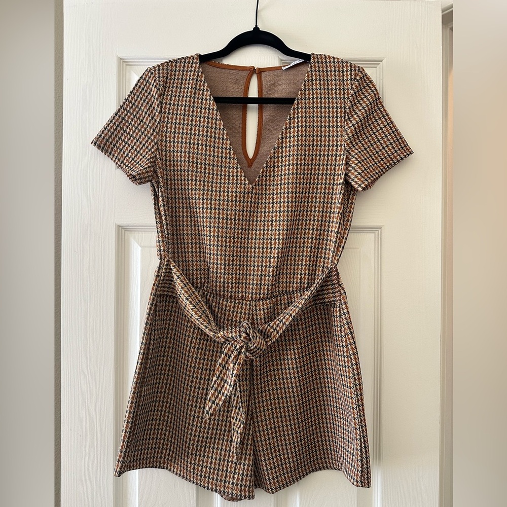 Zara Brown and Black Houndstooth Romper
